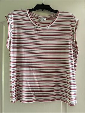 Liverpool White & Red Striped Snap-Shoulder Tank
